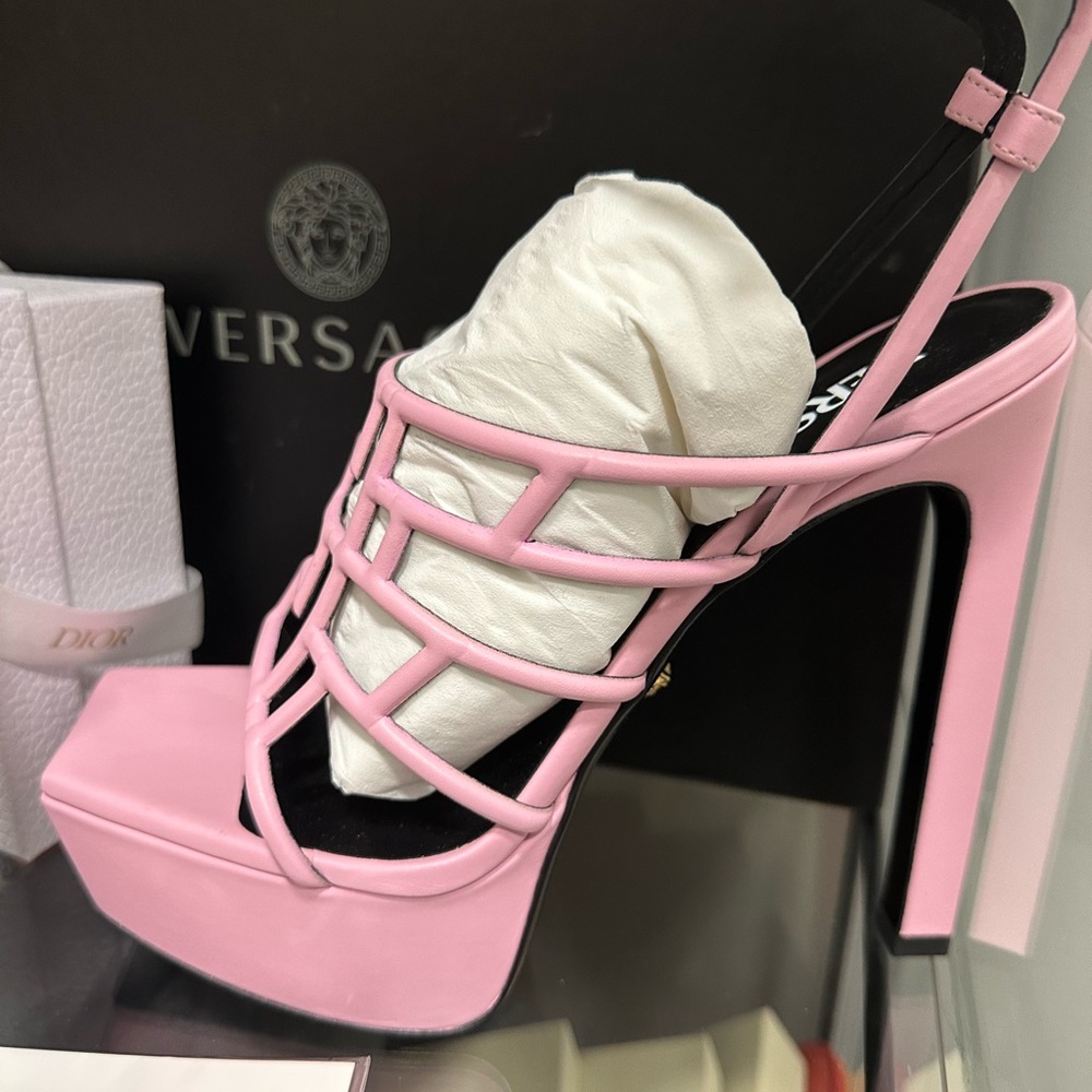 Versace Strappy Pink Platform Heels